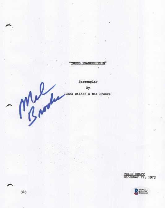 MEL BROOKS Autographed YOUNG FRANKENSTEIN Screenplay Title Page BAS COA