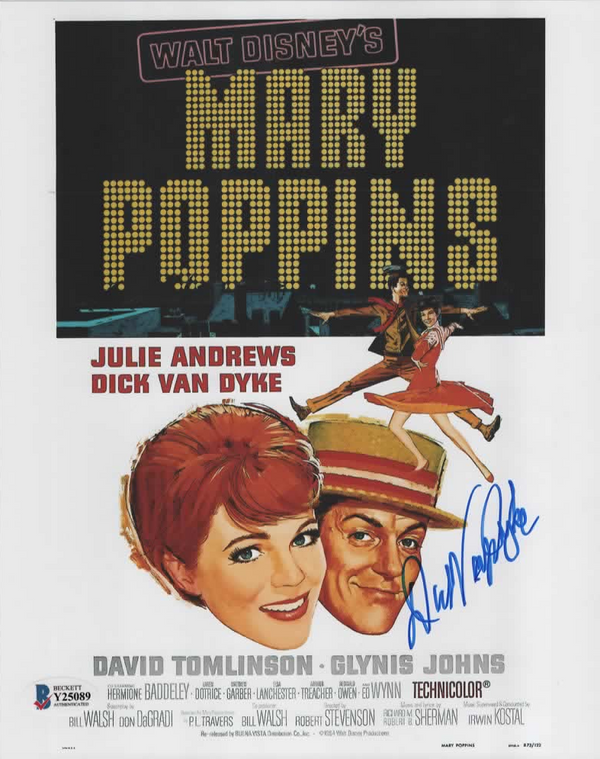 Dick Van Dyke signed 8x10 Mary Poppins Photo B - Blue