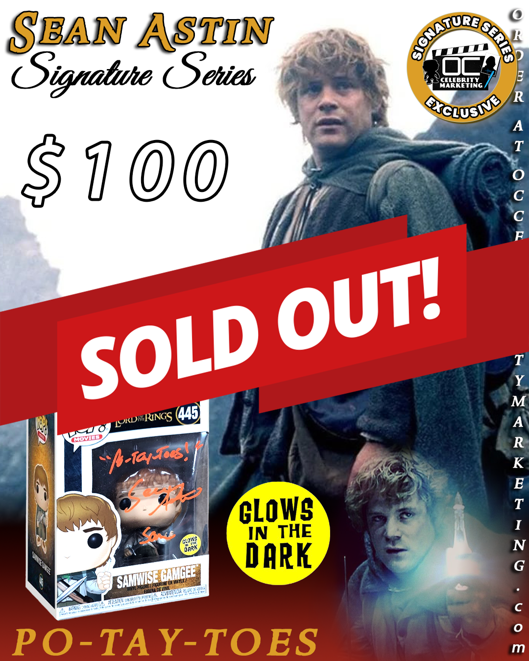 Sean Astin Signature Series: Lord of the Rings Samwise Gamgee Glow in the Dark Funko #455 (#/25)