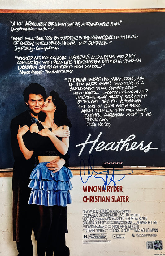 Christian Slater signed 11x17 Heathers movie poster photo