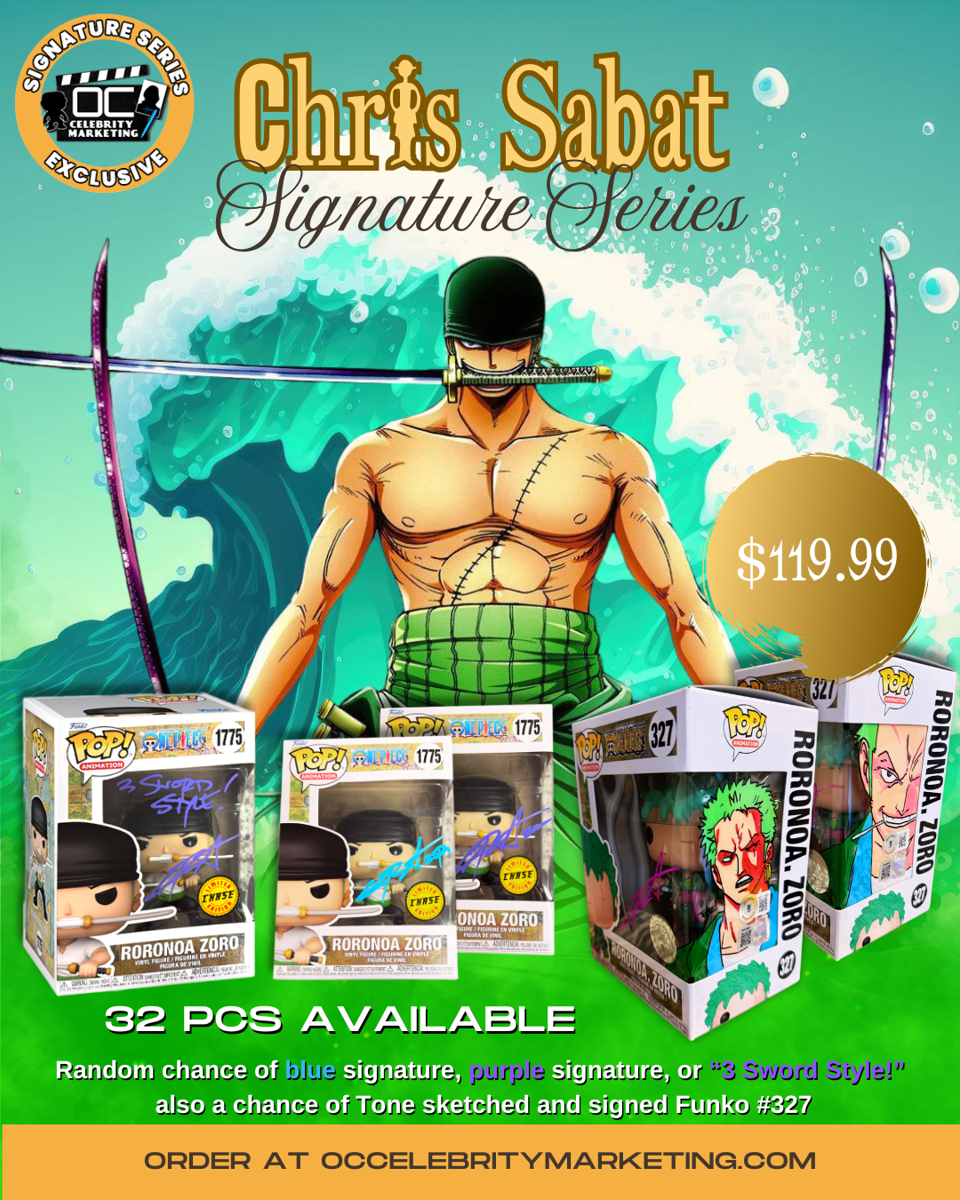 Chris Sabat Signature Series: One Piece Roronoa Zoro LE CHASE Funko #1775 (#/10)