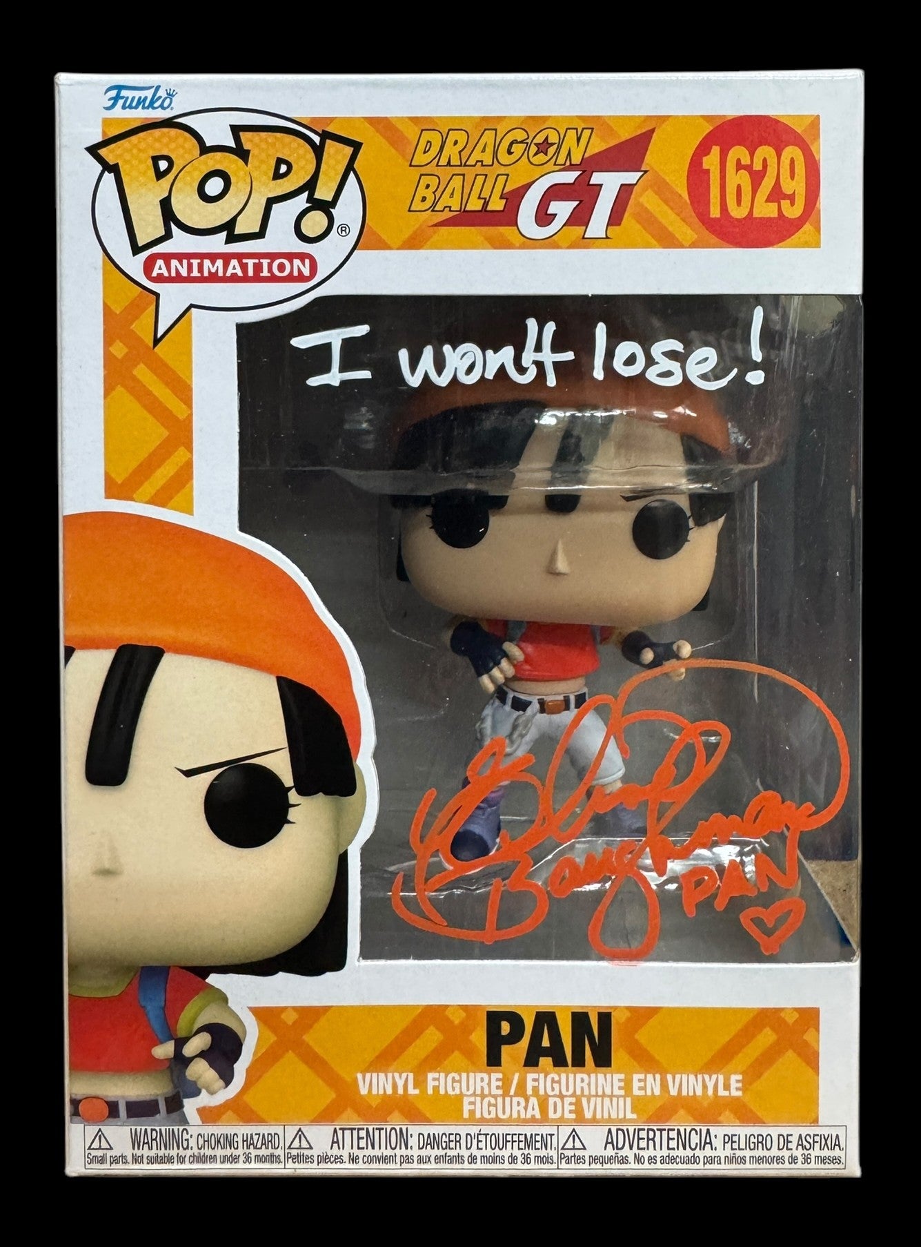Elise Baughman signed Dragon Ball GT Pan Funko Pop! - "I won't lose!"