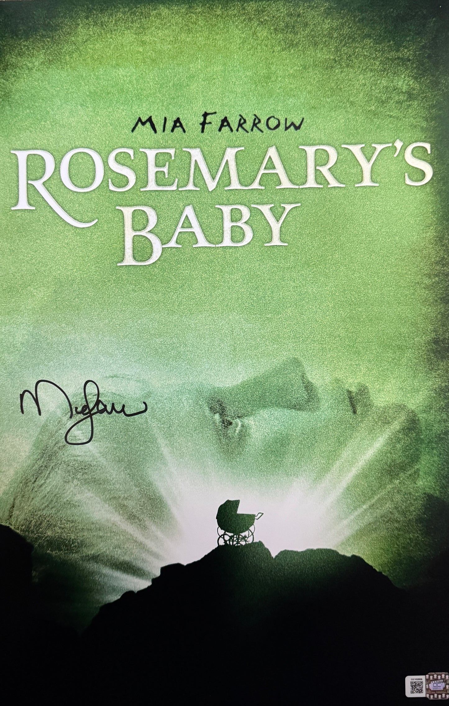 Mia Farrow signed 11x17 Rosemary's Baby Title Photo 1B