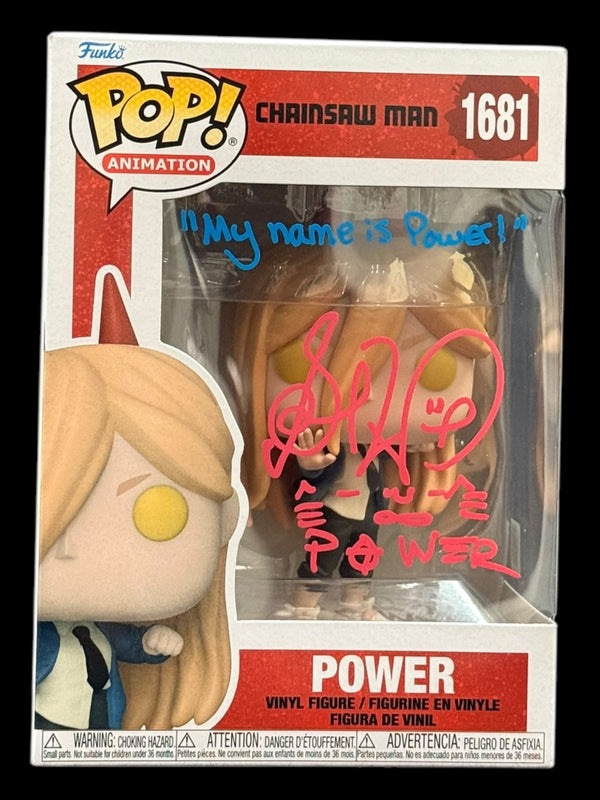 Sarah Wiedenheft signed Chainsaw Man Power Funko Pop! #1681