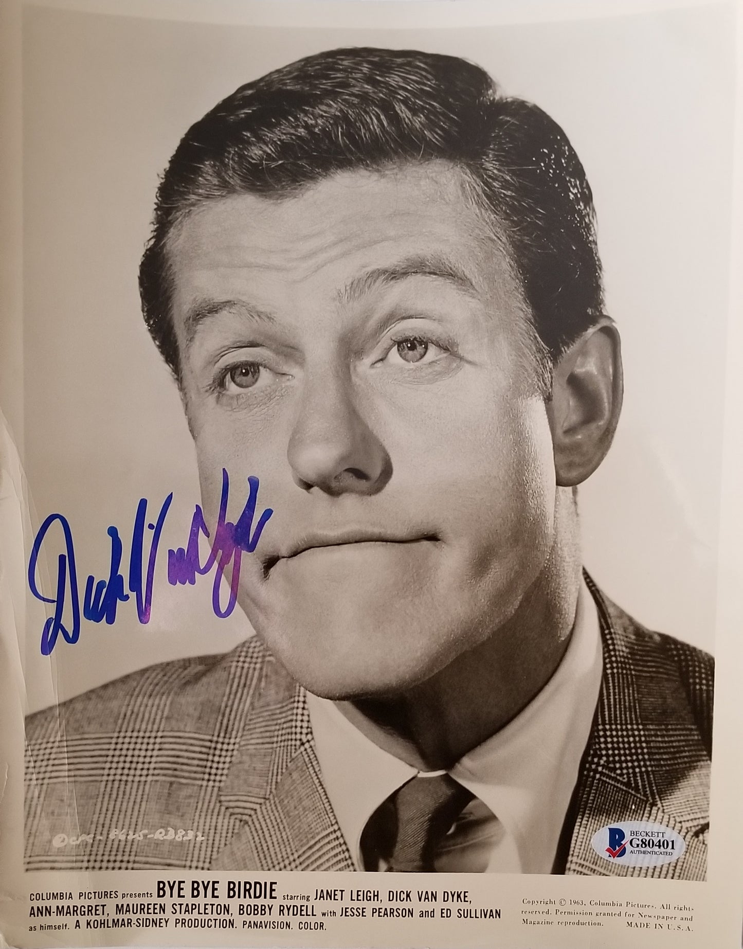 Dick Van Dyke signed 8x10 sepia tone Bye Bye Birdie Photo