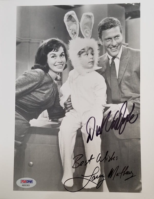 Dick Van Dyke and Larry Mathews signed Black and White Dick Van Dyke Show Photo