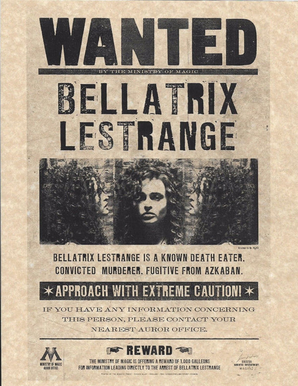 Helena Bonham Carter Signed Harry Potter Bellatrix Lestrange Wanted Poster (8x10, 11x17) Pre-Order